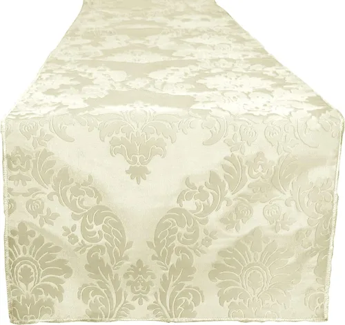 Vista 12 de lovemyfabric Camino de mesa de damasco flocado de tafetán para bodas, despedidas de soltera, baby shower, cena, eventos especiales/graduación
