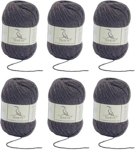 Vista 11 de Ovillo de lana de merino para tejer (3 capas) suave y ligero de 150g para ganchillo (Beige)