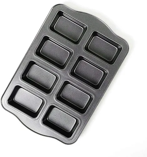 Vista 9 de Mini molde para pan de 8 cavidades de acero al carbono, bandeja antiadherente para hornear pan, diseño de una sola pieza (negro, 12 cavidades)