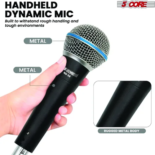 Vista 3 de 5 CORE Micrófono cardioide dinámico para canto de karaoke Micrófono profesional con cable XLR para escenario y estudio con imán de neodimio - ND 58