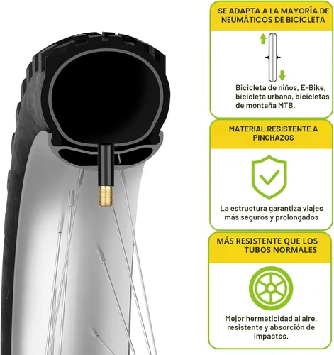 Vista 7 de 4 Pack Bike Tubes 12''/16"/18"/ 20"/ 24"/ 26" /27.5''/29