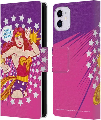 Vista 7 de Head Case Designs Funda de piel con licencia oficial de Wonder Woman DC Comics Logo Vintage Art Book Wallet compatible con Apple iPhone 11 Logotipo