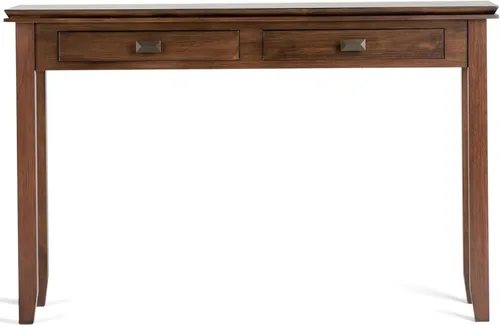 Vista 5 de SIMPLIHOME Mesa consola Artisan – Mesa de sofá de madera maciza de 46 pulgadas de ancho en marrón rojizo, mesa de almacenamiento de transición