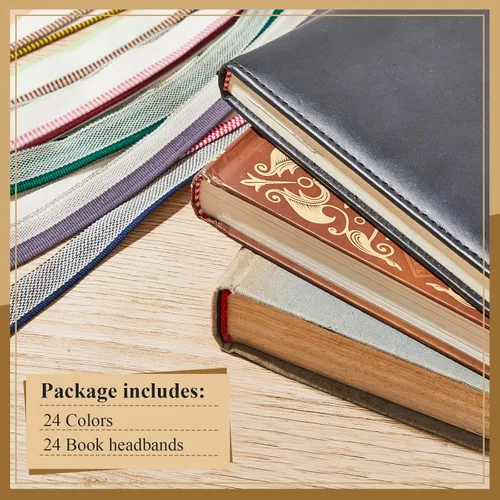 Vista 3 de Tenceur 24 diademas de encuadernación de libros de 11.8 pulgadas de largo y 0.5 pulgadas de ancho, kit de materiales de banda de algodón