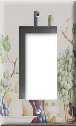 Vista 9 de Placa decorativa para salida - uvas y vino - Receptáculo doble dúplex