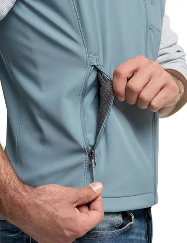 Vista 6 de TSLA - Chaleco Softshell sin mangas para hombre, chaleco cortavientos con cremallera completa, chaleco de senderismo, golf, viajes al aire libre.