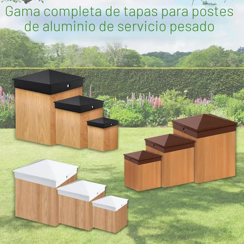 Vista 7 de Azdele Tapas de aluminio piramidal de 4 x 4 para postes nominales de madera de 4 x 4 pulgadas (verdadero 3.5 x 3.5 pulgadas), con superficie