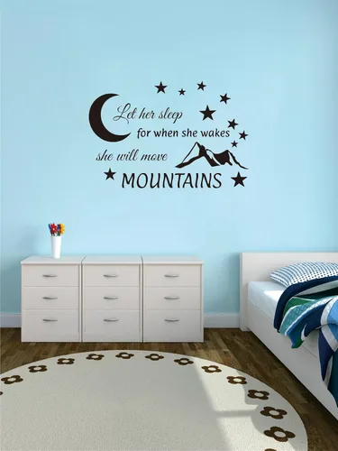 Vista 6 de Calcomanía de pared "Let Him Sleep, Move Mountains" de 24 x 16 pulgadas, cita inspiradora para la habitación de los niños, decoración de guardería