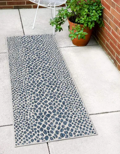 Vista 47 de Unique Loom Outdoor Collection Alfombra de área - Ciudad del Cabo (2' 2' x 3' 1' Rectángulo, Azul/Oliva)