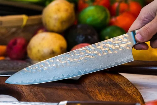 Vista 5 de Juego de cuchillos de cocina de Damasco de 3 piezas, incluyendo cuchillo de chef, cuchillo de cuchillo y cuchillo de pelar