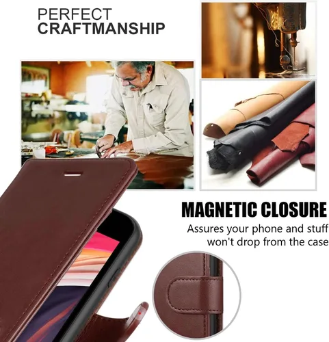 Vista 3 de STARSHOP Funda compatible con iPhone 13, con protector de pantalla de vidrio templado incluido: cartera de piel sintética a prueba de golpes