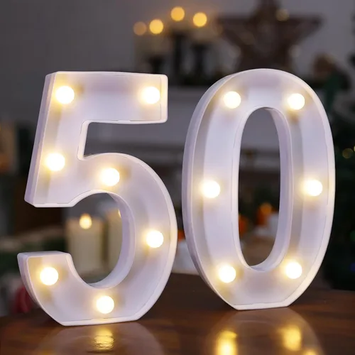 Vista 15 de Números con luz LED, letrero de número de marquesina para decoración de cumpleaños de 10 años (10)