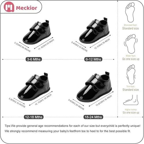 Vista 6 de Meckior Mocasines clásicos de piel sintética para bebés, niños y niñas, zapatos de vestir Oxford para primeros pasos, zapatos planos para cuna