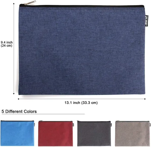 Vista 2 de Paquete de 5 bolsas de herramientas de lona con cremallera, 13 x 9.5 pulgadas, 16 onzas, resistente, impermeable, multiusos, para organizar
