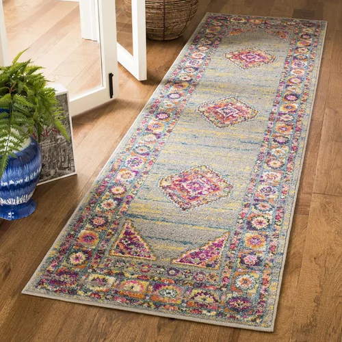 Vista 17 de SAFAVIEH Madison Collection - Alfombra decorativa de 2'3" x 3'11", color azul y fucsia, diseño de medallón bohemio chic, no desprende pelusa