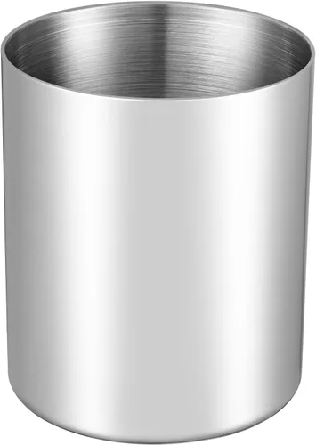 Vista 8 de Portalápices negro para escritorio, taza de lápiz de acero inoxidable, taza para bolígrafos, maceta de floreros, soporte para brochas de maquillaje