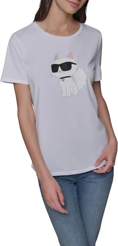 Vista 6 de Karl Lagerfeld Women's Karl Character Graphic T-Shirt Rue Lagerfeld White