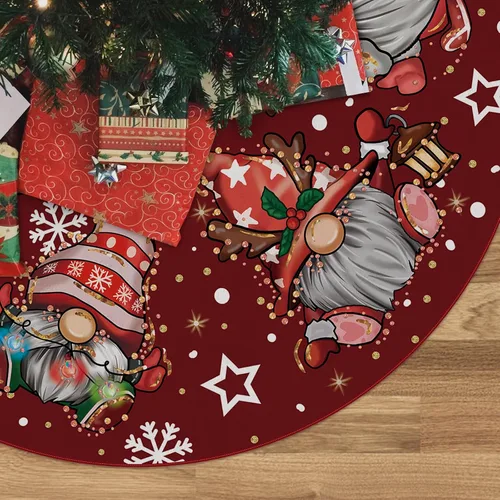 Vista 12 de Falda de árbol de Navidad, falda de árbol de Navidad, gnomos con purpurina, copo de nieve, falda de árbol de invierno de 36 pulgadas para decoración