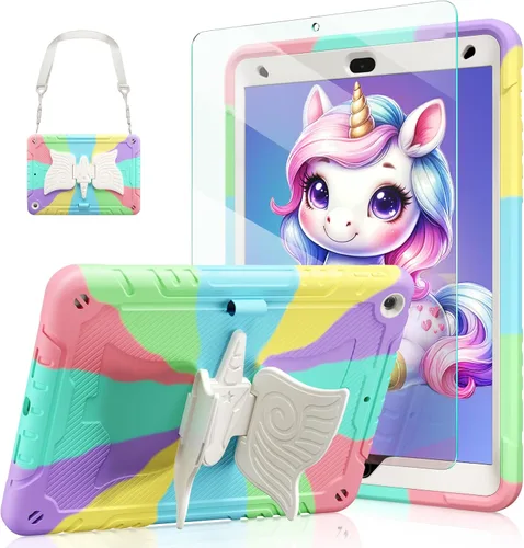 Vista 12 de Ambison Funda para iPad de 9ª/8ª/7ª Generación de 10.2 pulgadas con Protector de Pantalla de Vidrio, Cubierta Protectora Resistente a Prueba
