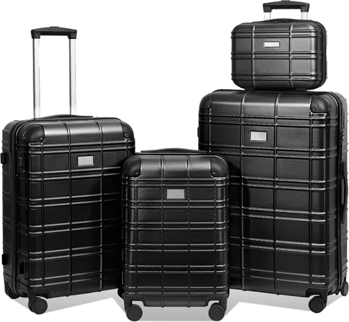 Vista 208 de Merax Equipaje, maleta extensible rígida con ruedas giratorias ligeras, Negro -, 40/48/52
