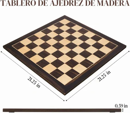 Vista 6 de BIVOMON Tablero de ajedrez de madera de 21.25'', tablero de ajedrez de torneo profesional con cuadrados de 2.2'', juegos de tablero de ajedrez