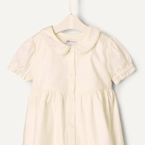 Vista 5 de Tienda Essentials Vestido de satén de algodón con cuello para bebé niña
