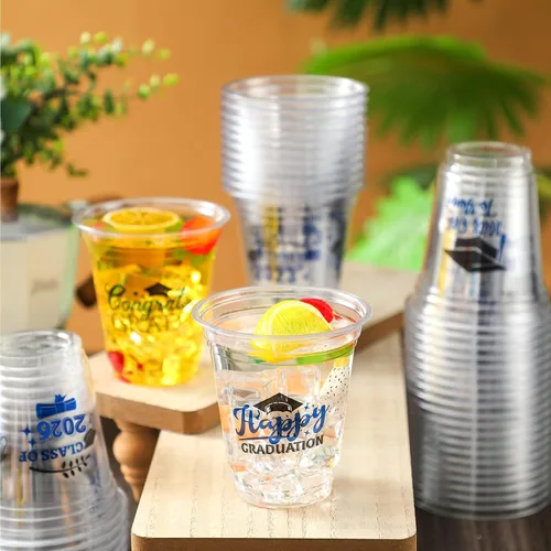 Vista 2 de Eaasty 200 tazas de graduación de 12 onzas 2026 vasos de plástico desechables para la clase de 2026, fiesta de graduación, felicitaciones, Azul
