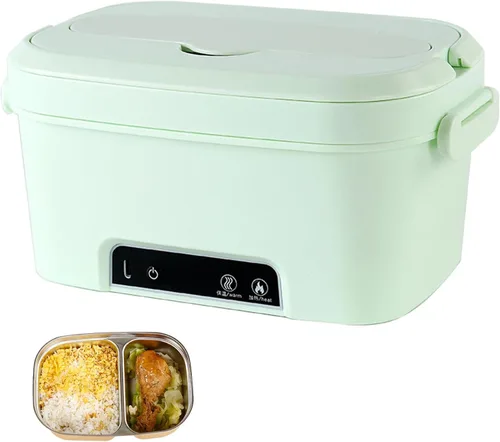 Vista 3 de Lonchera eléctrica inalámbrica, lonchera térmica de 1.5 L con batería de 7800 mAh, calentador de alimentos portátil verde para oficina, automóvil
