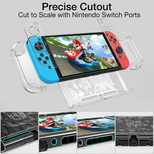 Vista 4 de HEYSTOP Funda Switch para Nintendo Switch acoplable con protector de pantalla funda protectora transparente para Nintendo Switch y JoyCon