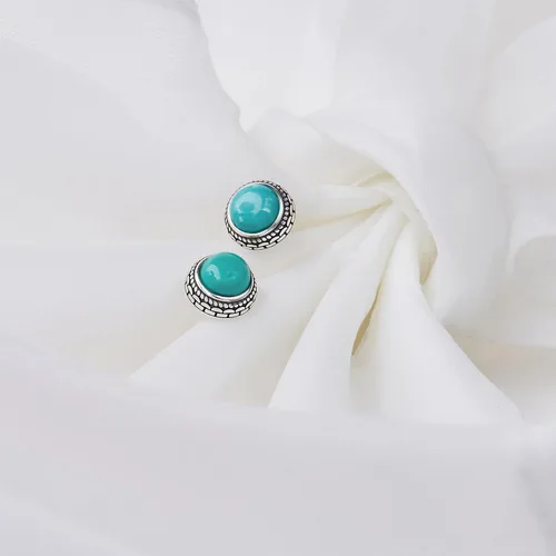 Vista 4 de Aretes de plata de ley con piedra natal de cristal real, joyería para mujer, moda occidental 925, envejecida, bohemia, hecha a mano, el mejor regalo