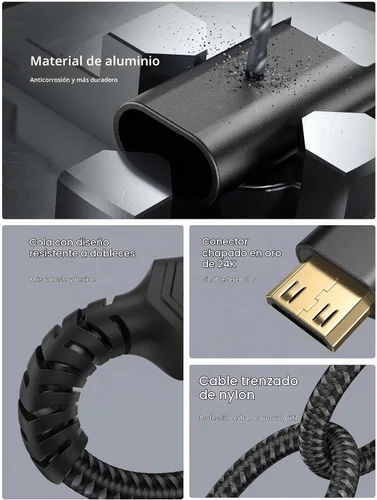 Vista 7 de JSAUX Adaptador Mini HDMI a HDMI, Cable Mini HDMI macho a HDMI hembra con 4K 60Hz HDR 3D 18Gbps, Compatible con cámara, videocámara, Raspberry Pi