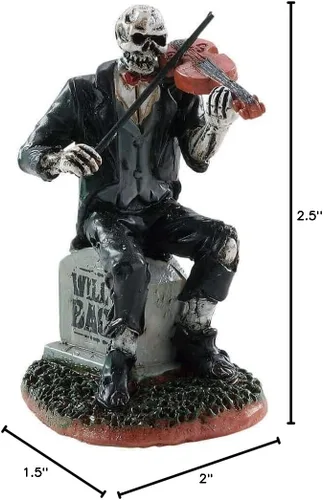 Vista 2 de Lemax Serenading The Dead Skeleton Músico Figura Musical Negro Oscuro