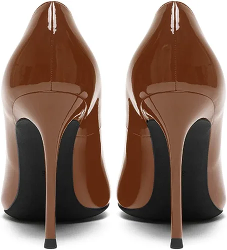 Vista 4 de Eldof Zapatos de tacón alto para mujer con punta puntiaguda y tacón alto, clásicos, sin cordones, de 4 pulgadas, para boda, fiesta, oficina