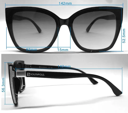 Vista 5 de Southpole Gafas de sol protectoras Uv400 para mujer 1086sp Sparkling Cat Eye. Regalos geniales para ella, 2.441 in