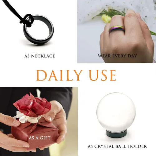 Vista 17 de Morchic - Anillos unisex de piedras de hematita, para equilibrar ansiedad, chakra raíz, (paquete de tamaños mixtos)
