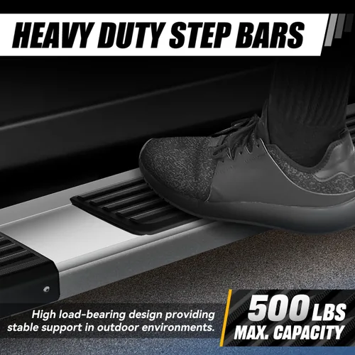 Vista 4 de Auto Dynasty - Estribos planos para Dodge Ram 1500-3500 Crew Cab 4DR 09-24 6" Step Bars for 09-24 Dodge Ram 1500 2500 3500 Crew Cab 4-Door
