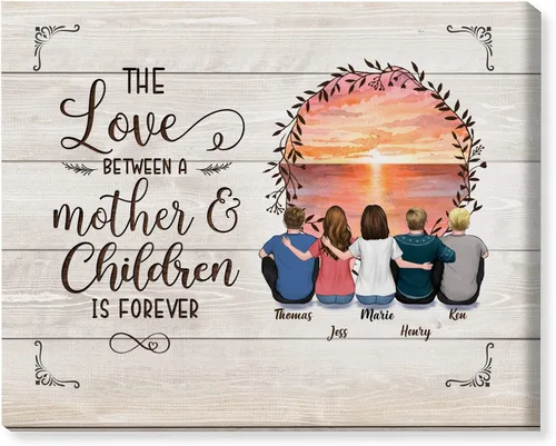 Vista 15 de Gossby Lienzo personalizado envuelto para mamá – El amor entre madre e hija es para siempre – Regalo personalizado con nombres de avatares – Regalo