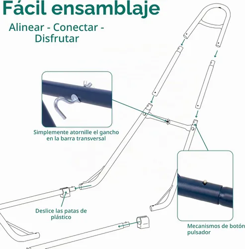 Vista 5 de Sunnydaze soporte para hamaca universal multiuso de acero resistente de 550 libras de capacidad, para 2 personas, para hamacas de 9 a 14 pies de Azul