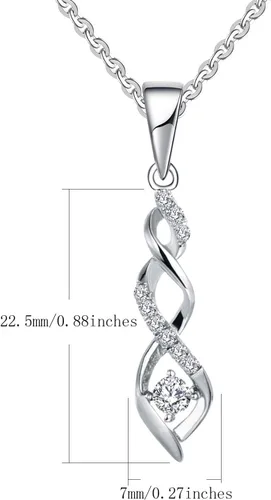 Vista 2 de JO WISDOM Collares con colgante de corazón infinito de plata de ley 925 con circonita cúbica AAA