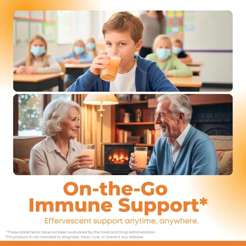 Vista 6 de LOVITA Comprimidos efervescentes de apoyo inmunológico 4 en 1 de defensa de vitamina C, 20 unidades, VIT D3, zinc, selenio, soporte antioxidante