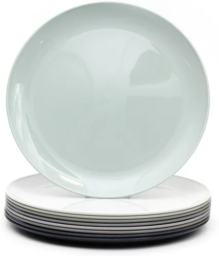 Vista 7 de Youngever Platos de plástico de 8 pulgadas, juego de 9 (color costero), platos pequeños, para ensalada y postre