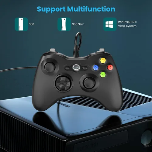 Vista 2 de YAEYE Wired Controller for Xbox 360 Game Controller for 360 with Dual-Vibration Turbo Compatible with Xbox 360360 Slim and PC Windows 781011