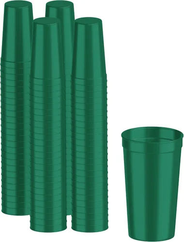 Vista 84 de PartyPrints Paquete de 100 vasos pequeños de plástico en blanco reutilizables de 10 a 12 onzas, vasos de estadio a granel, sin BPA, aptos