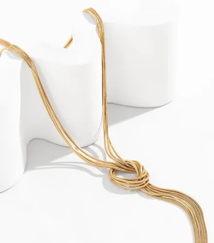 Vista 7 de Aonklot Collar largo de Lariat para mujer, collar de cadena de serpiente plateada de oro, collar largo con colgante en Y, collar de espiga larga