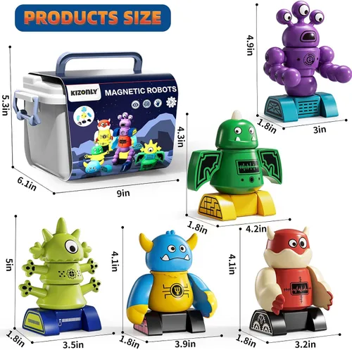 Vista 5 de Juguetes de construcción de robots magnéticos para niños de 3 a 5 y 4 a 8 años, set de 36 piezas de bloques de construcción de robots monstruos
