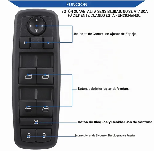 Vista 5 de Obaee Botón de control de interruptor de ventana eléctrica 8+13 pines lado del conductor compatible con Dodge Dart 2013-2016, Chrysler 200