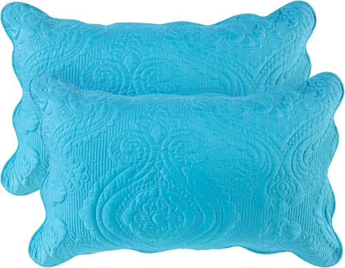 Vista 9 de BOSOWOS Juego de 2 fundas de almohada acolchadas de microfibra decorativas, fundas de almohada suaves y transpirables con cierre de sobre