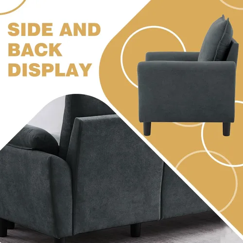 Vista 5 de Juego de sofá modular convertible de 79 pulgadas, moderno sofá tapizado en forma de L de 3 asientos con diván reversible y silla decorativa
