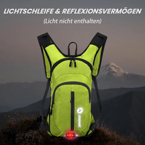Vista 6 de Nepest Hydration Pack Backpack for Women & Men, Lightweight Water Backpack with 2L Water Bladder for Hiking Cycling Running Biking Verde