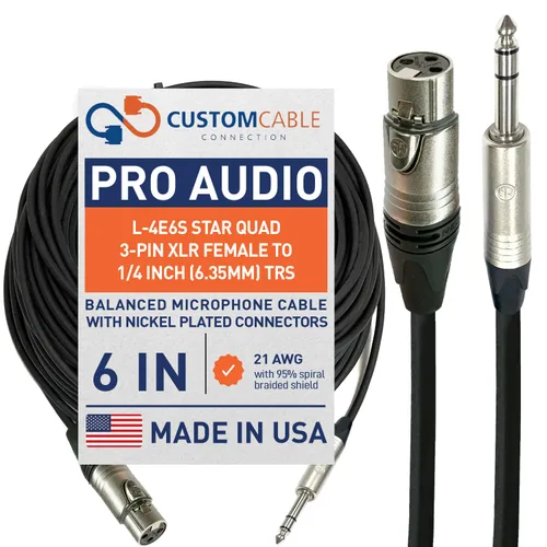 Vista 19 de Custom Cable Connection Canare L-4E6S Star Quad XLR macho de 3 pines XLR macho a 1/4" (6.35mm) TRS cable de micrófono/audio equilibrado